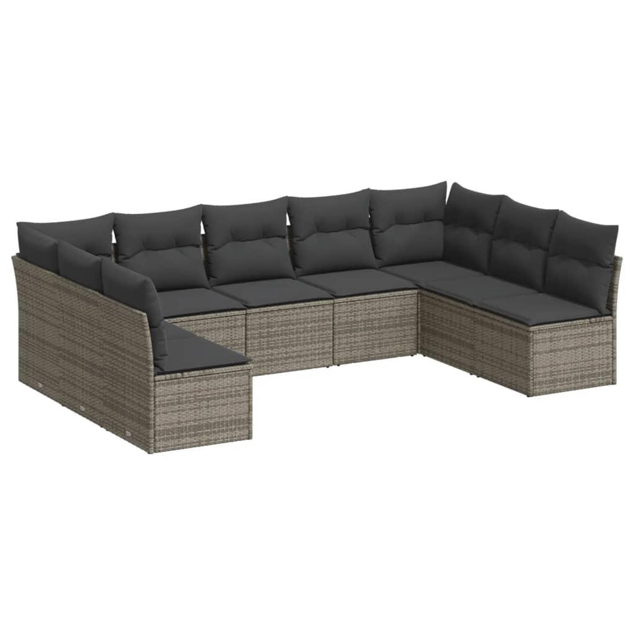 Voir la diapositive 2 : VIDAXL Salon de jardin 9 pcs avec coussins gris resine tressee