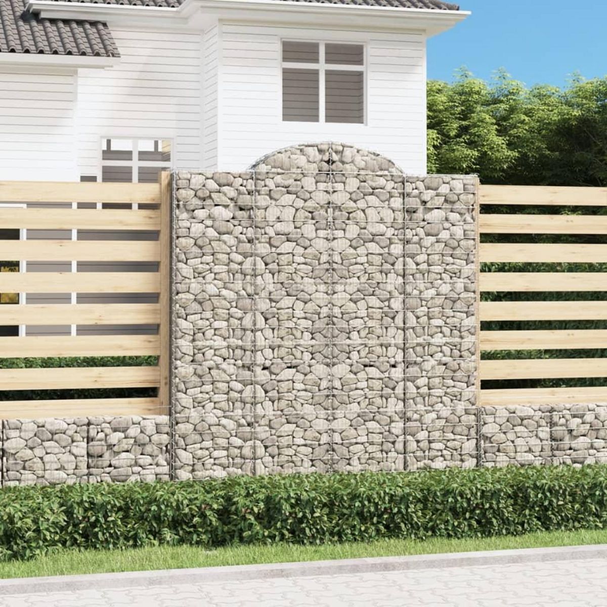 VIDAXL Paniers a gabions arques 9 pcs 200x30x220/240 cm fer galvanise
