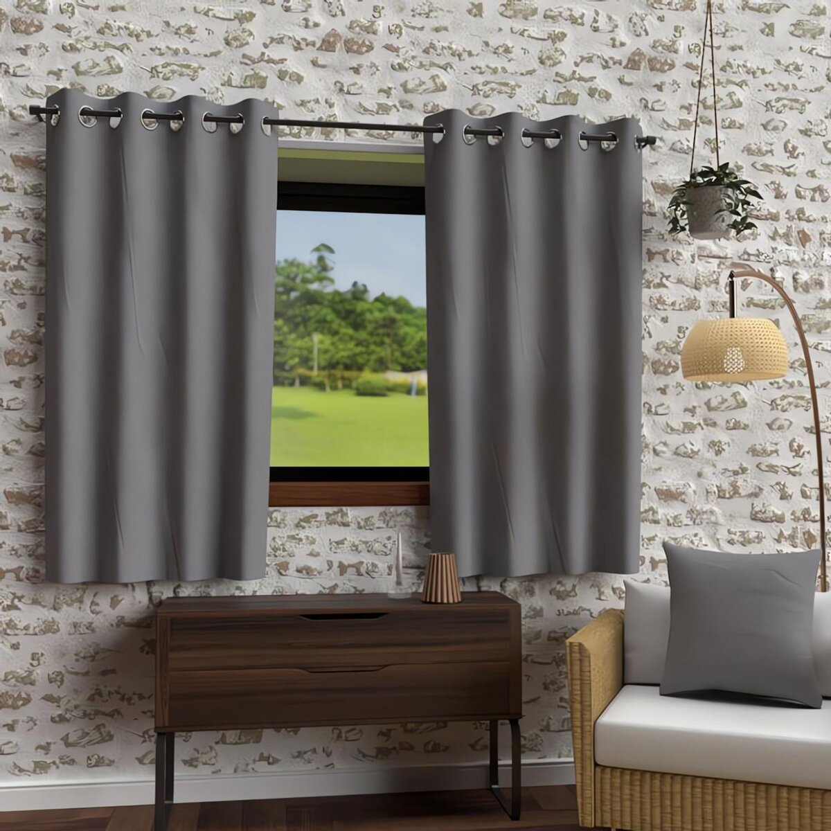 SOLEIL D'OCRE Rideau à oeillets en microfibre lavée BOHEME, par Soleil d'Ocre