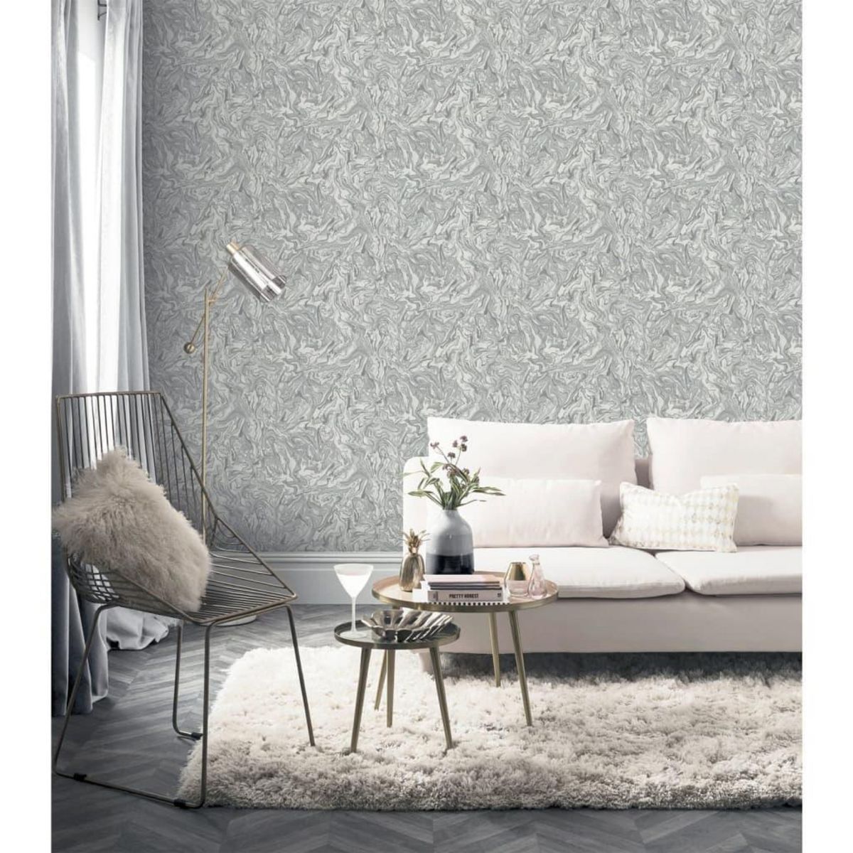 DUTCH WALLCOVERINGS DUTCH WALLCOVERINGS Papier peint Liquid Marble Gris