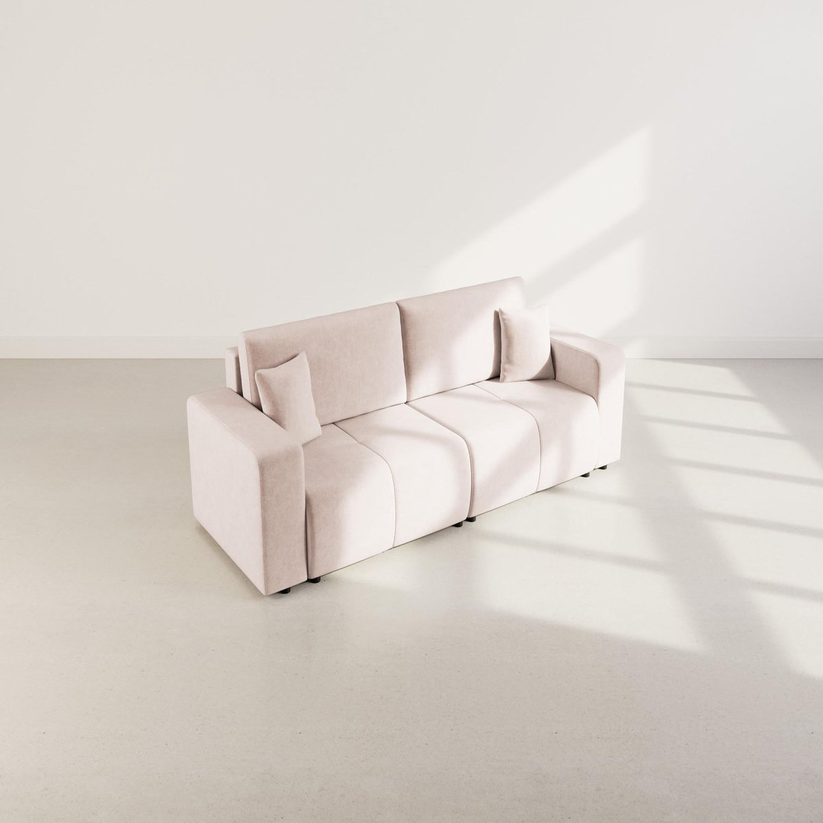 BEST MOBILIER Nicole - canapé droit 4 places convertible avec coffre en tissu