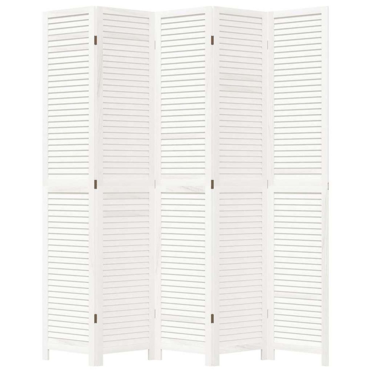 VIDAXL Cloison de separation 5 panneaux blanc bois de paulownia massif
