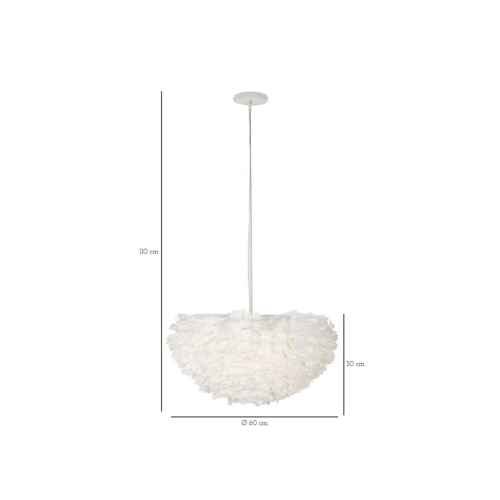 Voir la diapositive 6 : Paris Prix Lampe Suspension Déco  Imitation Plume  60cm Blanc