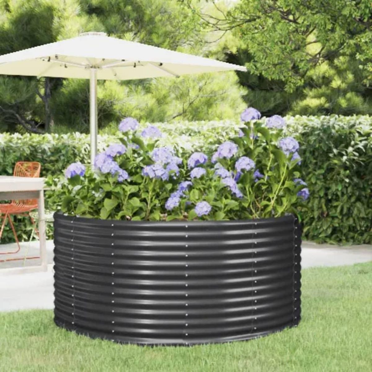 VIDAXL Lit sureleve de jardin Anthracite Acier enduit de poudre