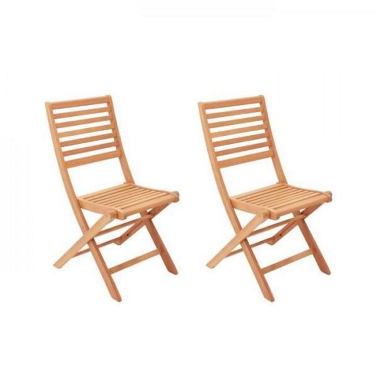 MARKET24 Lot de 2 chaises de jardin pliantes en Acacia FSC - 57 x 46,5 x 90 cm