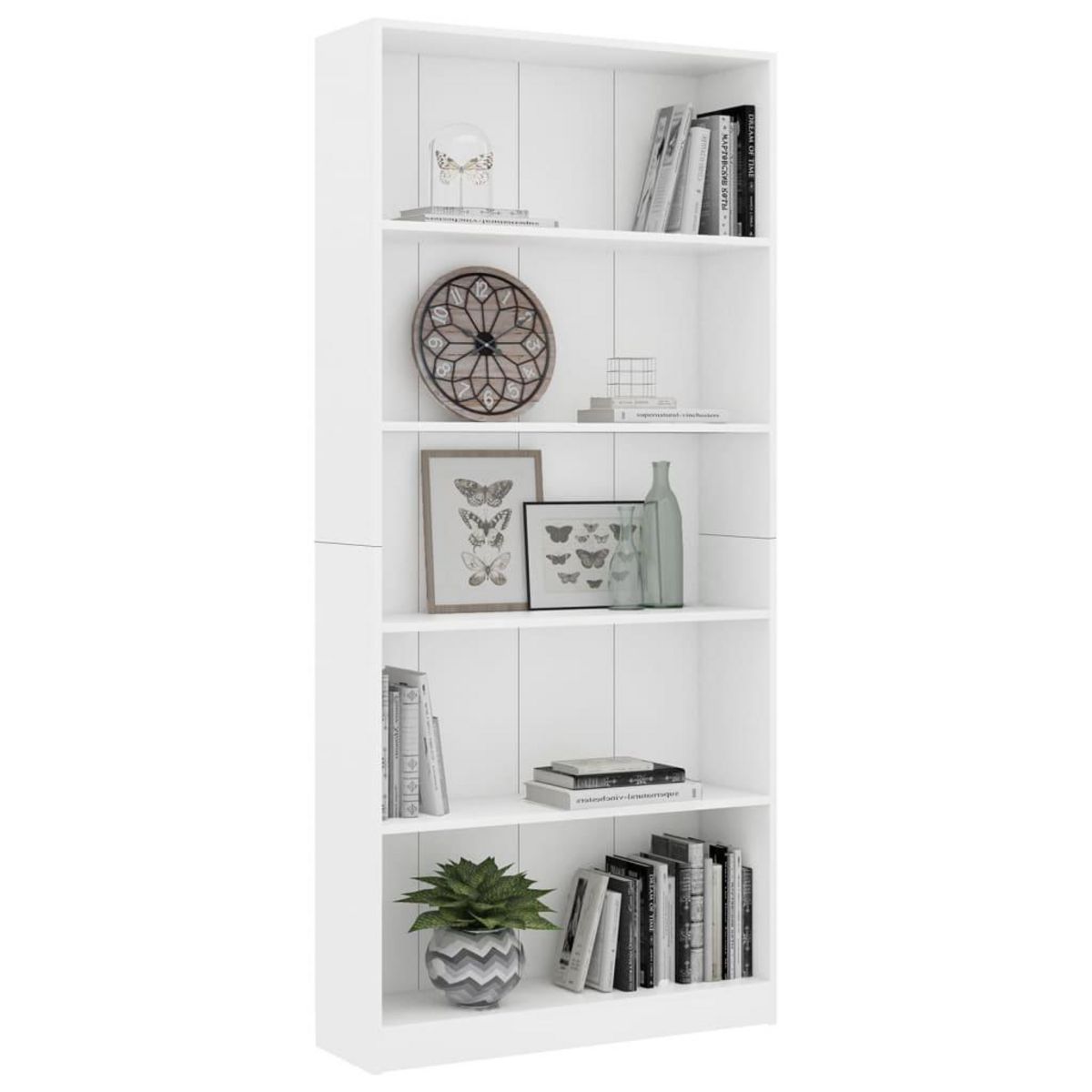 VIDAXL Bibliotheque a 5 niveaux Blanc 80x24x175 cm Bois d'ingenierie