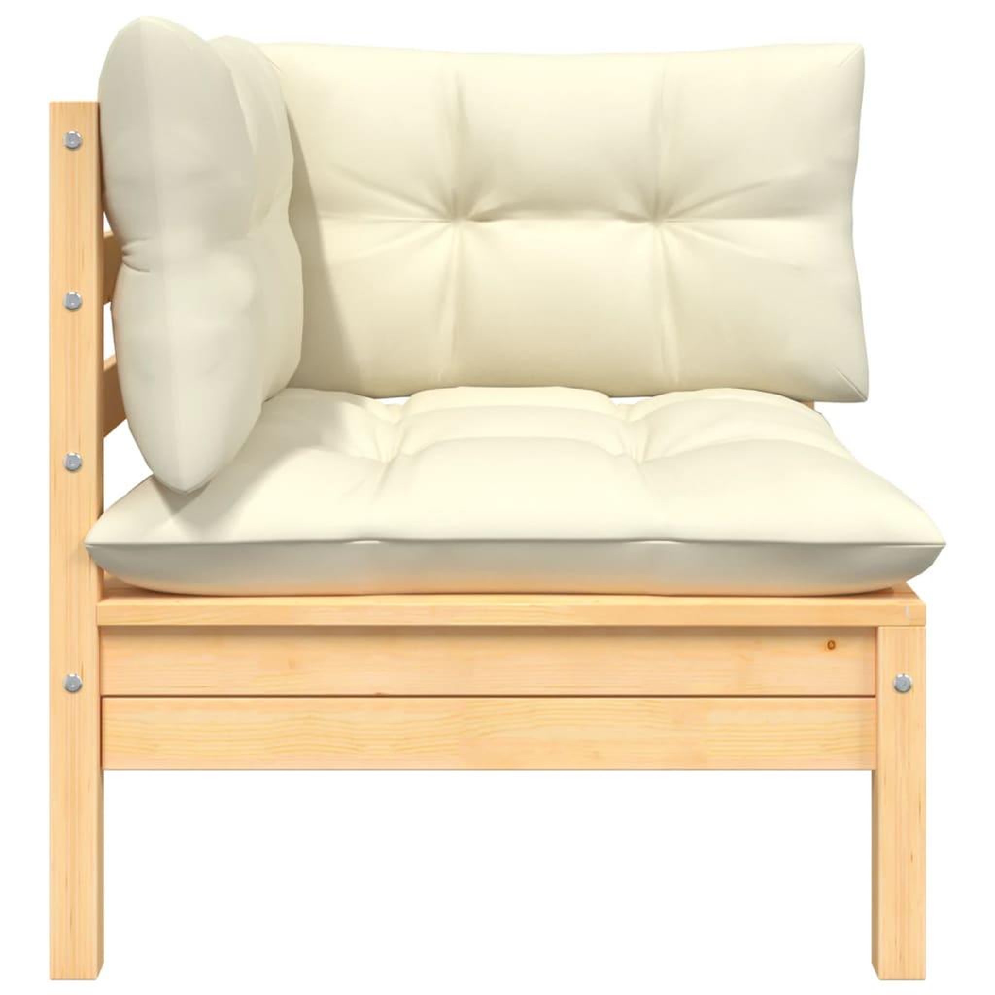 Voir la diapositive 3 : VIDAXL Salon de jardin 3 pcs avec coussins creme Bois de pin massif