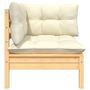 Voir la diapositive 3 : VIDAXL Salon de jardin 3 pcs avec coussins creme Bois de pin massif