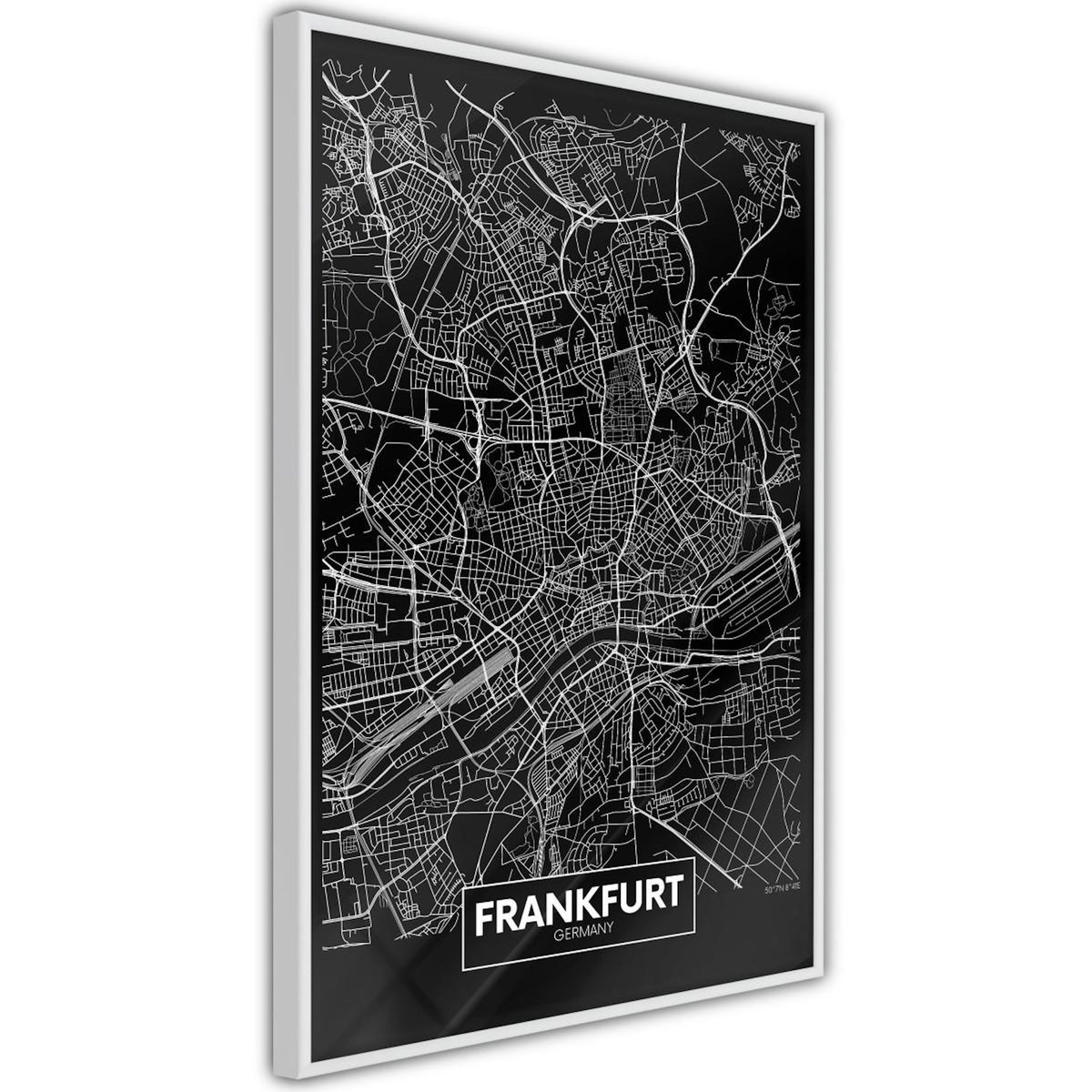 Paris Prix Affiche Murale Encadrée  City Map Frankfurt Dark