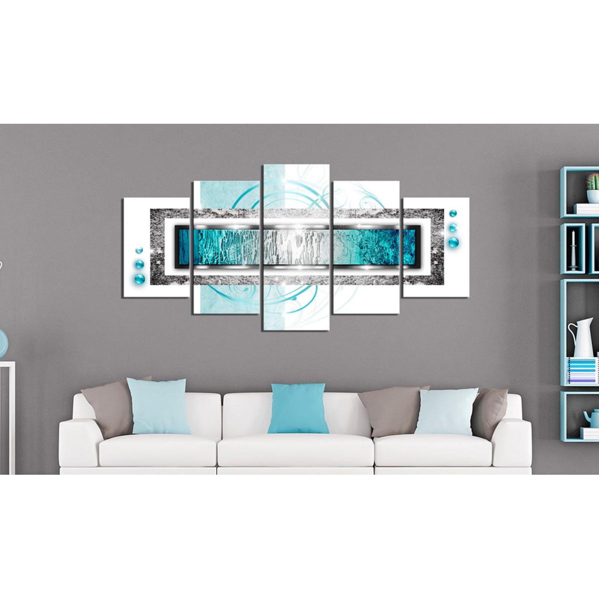 Voir la diapositive 2 : Paris Prix Tableau Imprimé  Blizzard Turquoise