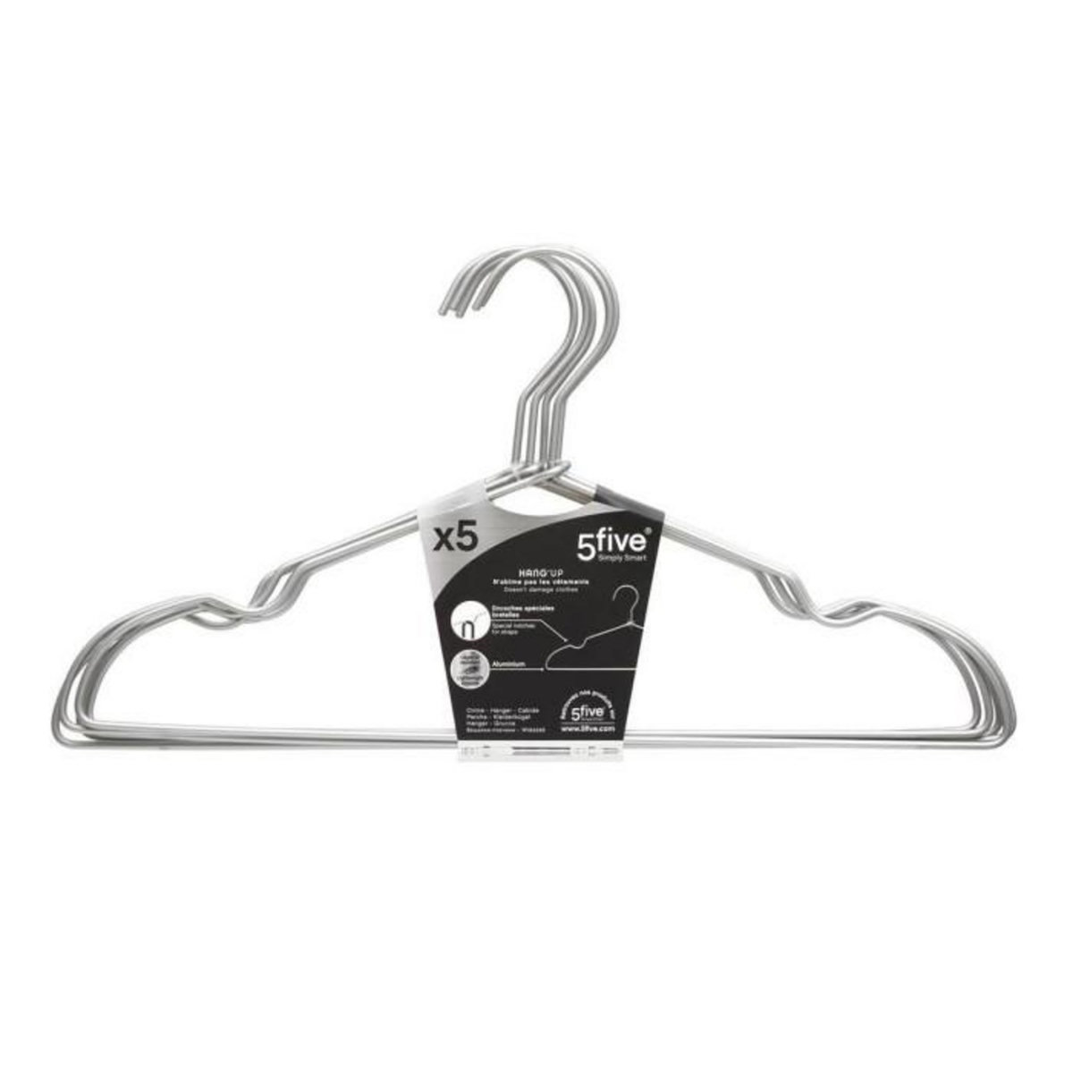 FIVE Lot de 5 Cintres en Métal  Hang'up  40cm Argent