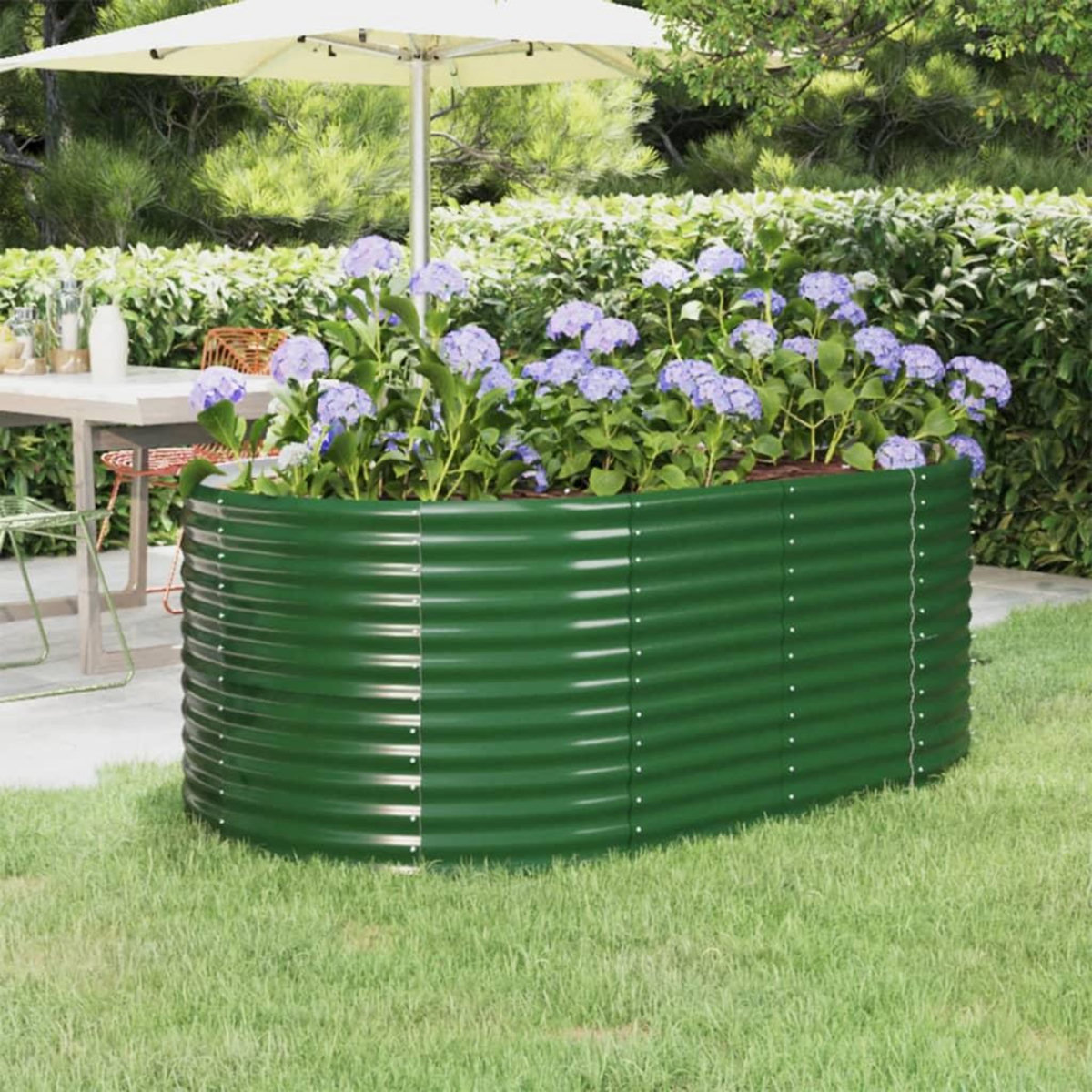 VIDAXL Lit sureleve de jardin Acier enduit de poudre 175x100x68cm Vert