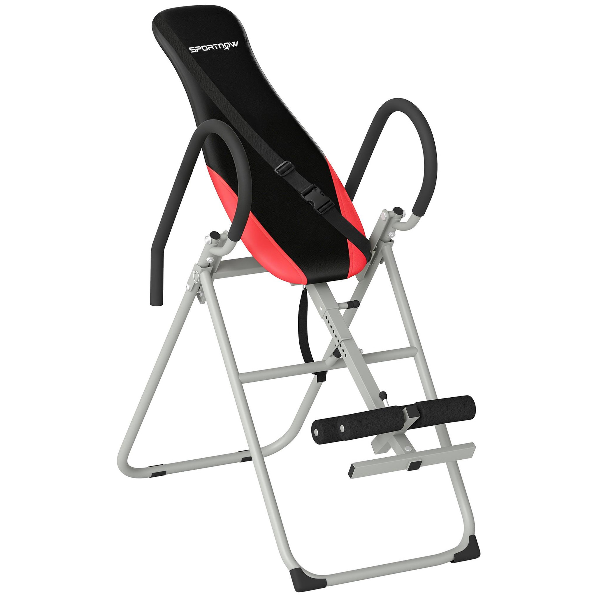 HOMCOM Table d'inversion pliable réglable - option 90 degrés - ceinture sécurité - gris rouge noir