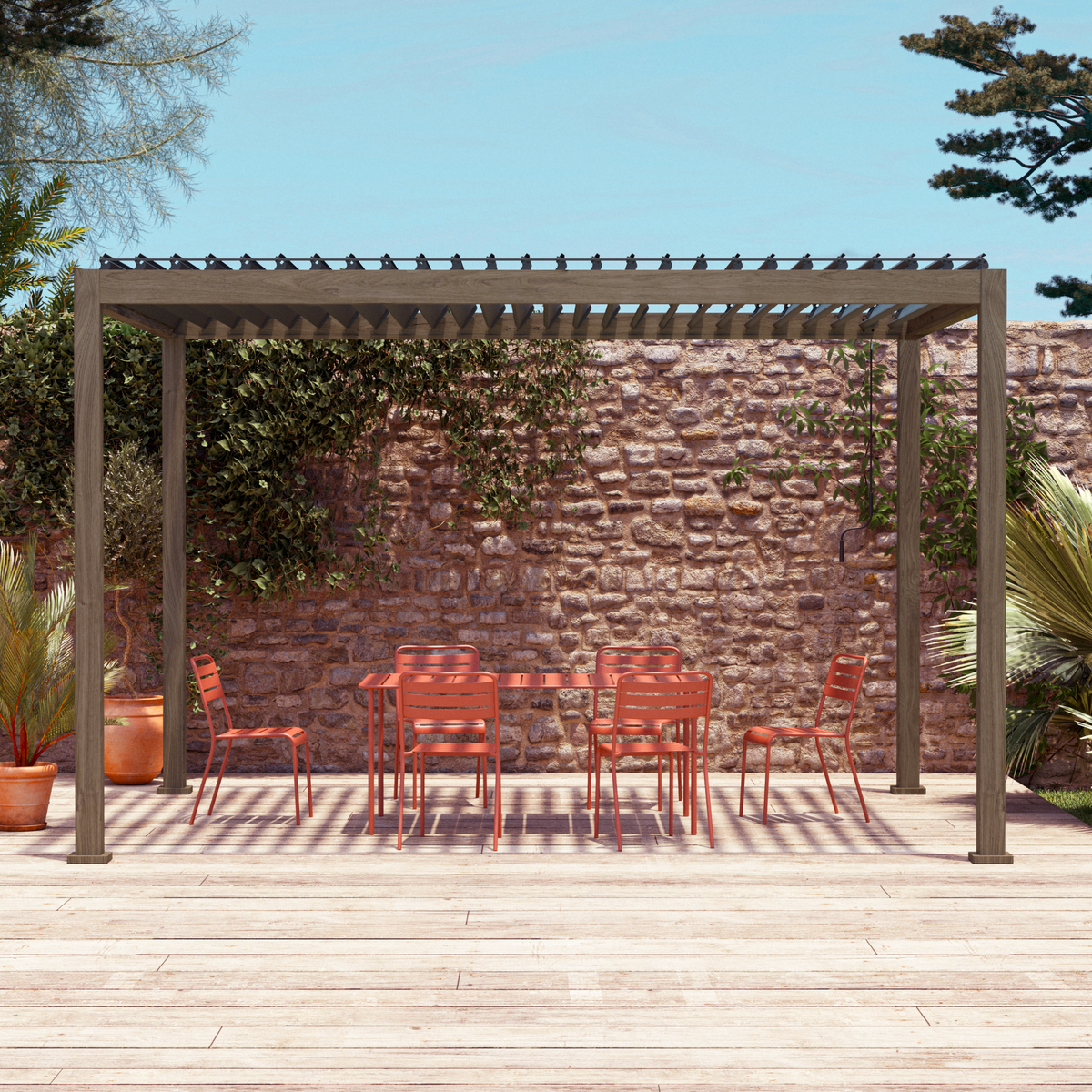 SWEEEK Pergola bioclimatique aluminium lames orientables 4x3m Triomphe