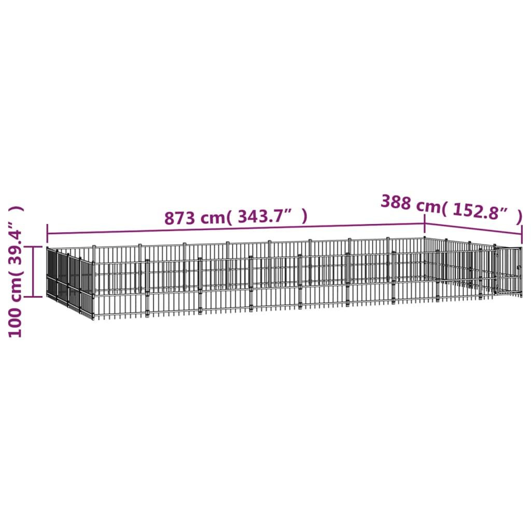 Voir la diapositive 6 : VIDAXL Chenil d'exterieur pour chiens Acier 33,87 m²