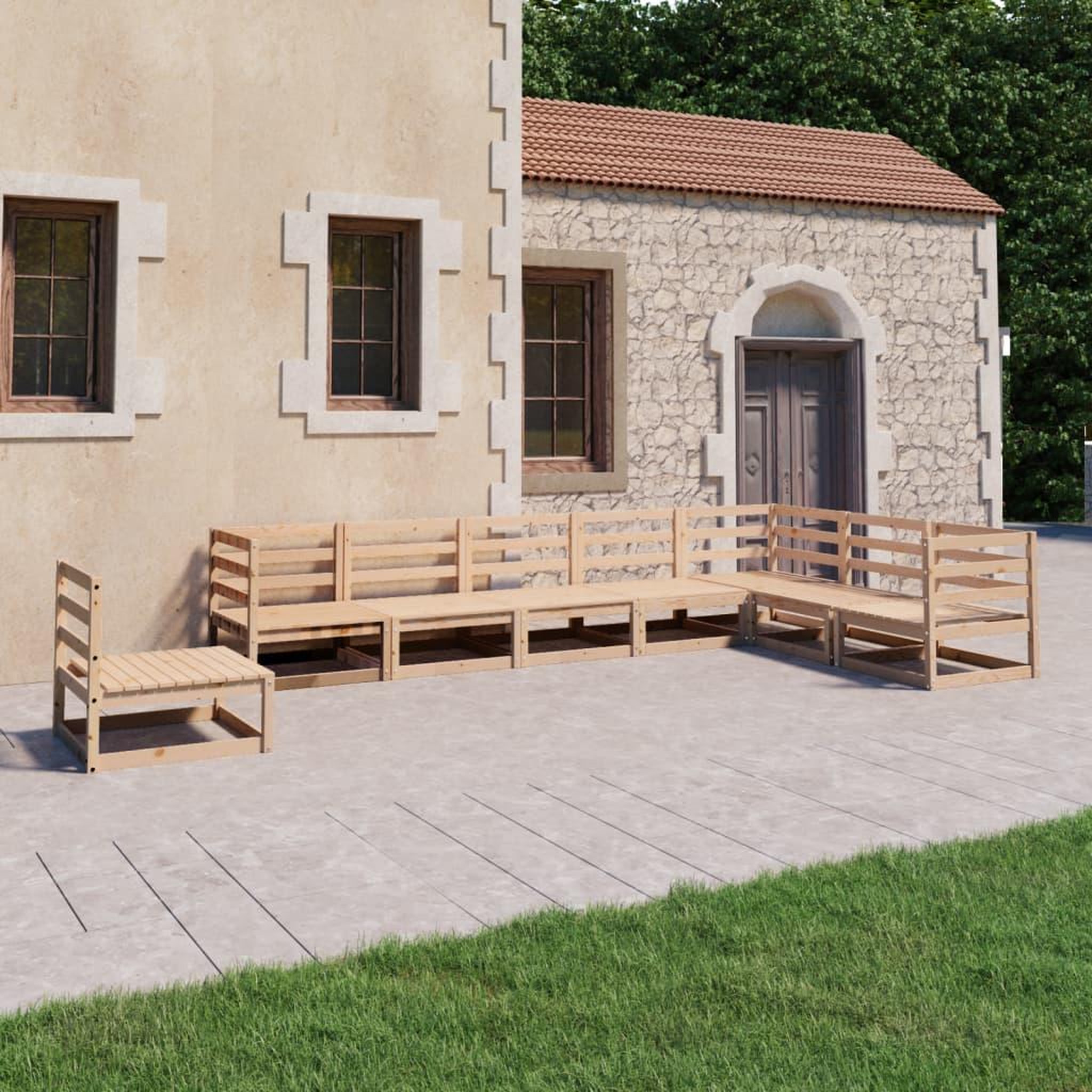 Voir la diapositive 1 : VIDAXL Salon de jardin 8 pcs bois de pin massif