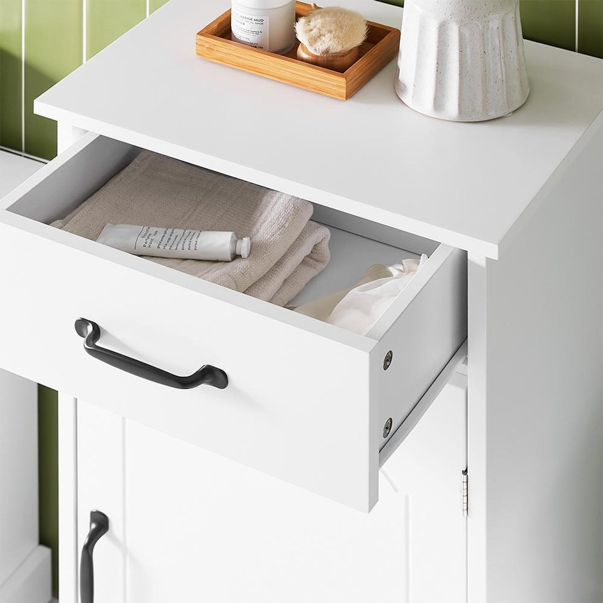 SOBUY SoBuy - Meuble de salle de bain bas avec un tiroir - Blanc - 42x30x93cm - Classique - BZR207-W
