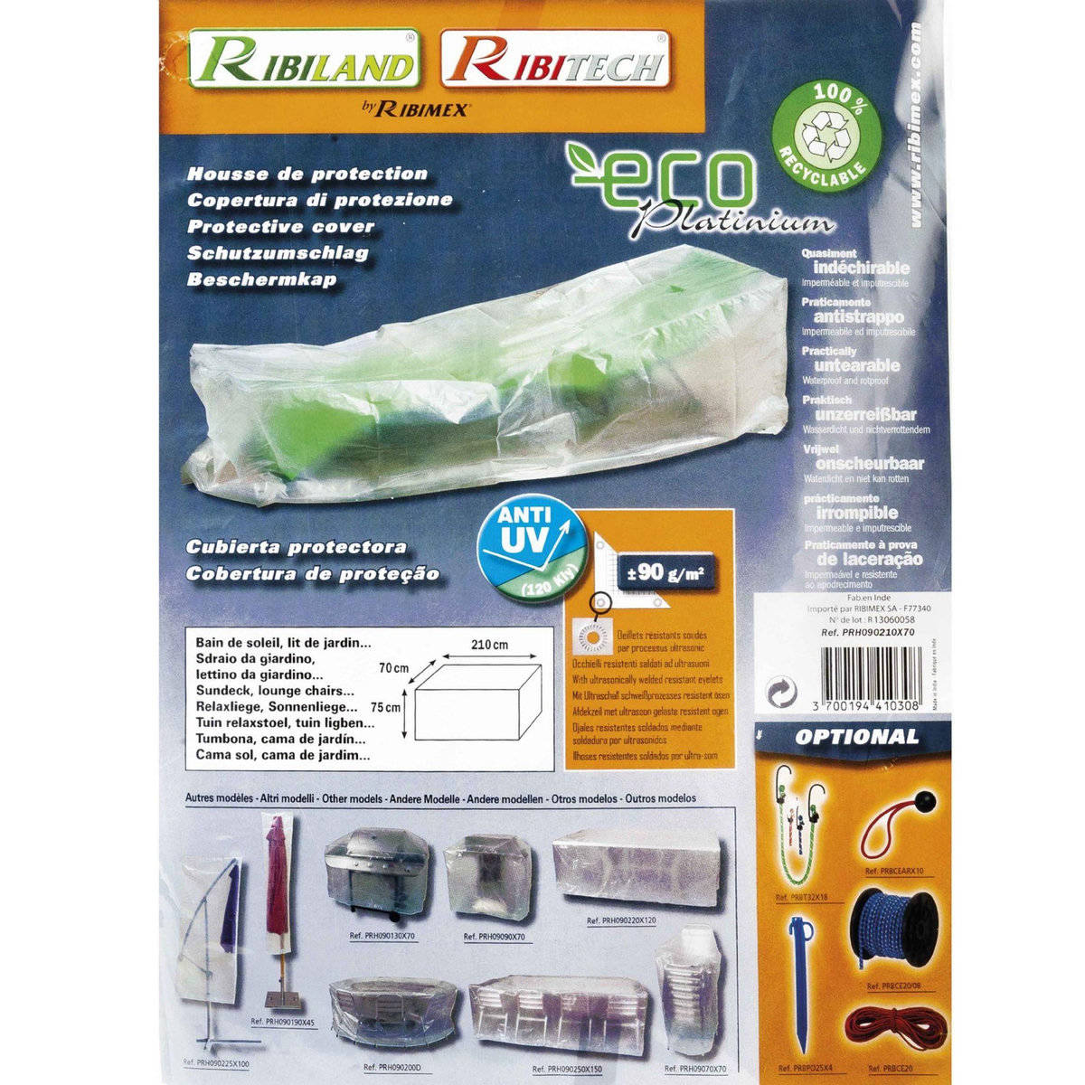 Ribiland Housse transparente Ribiland pour chaise longue