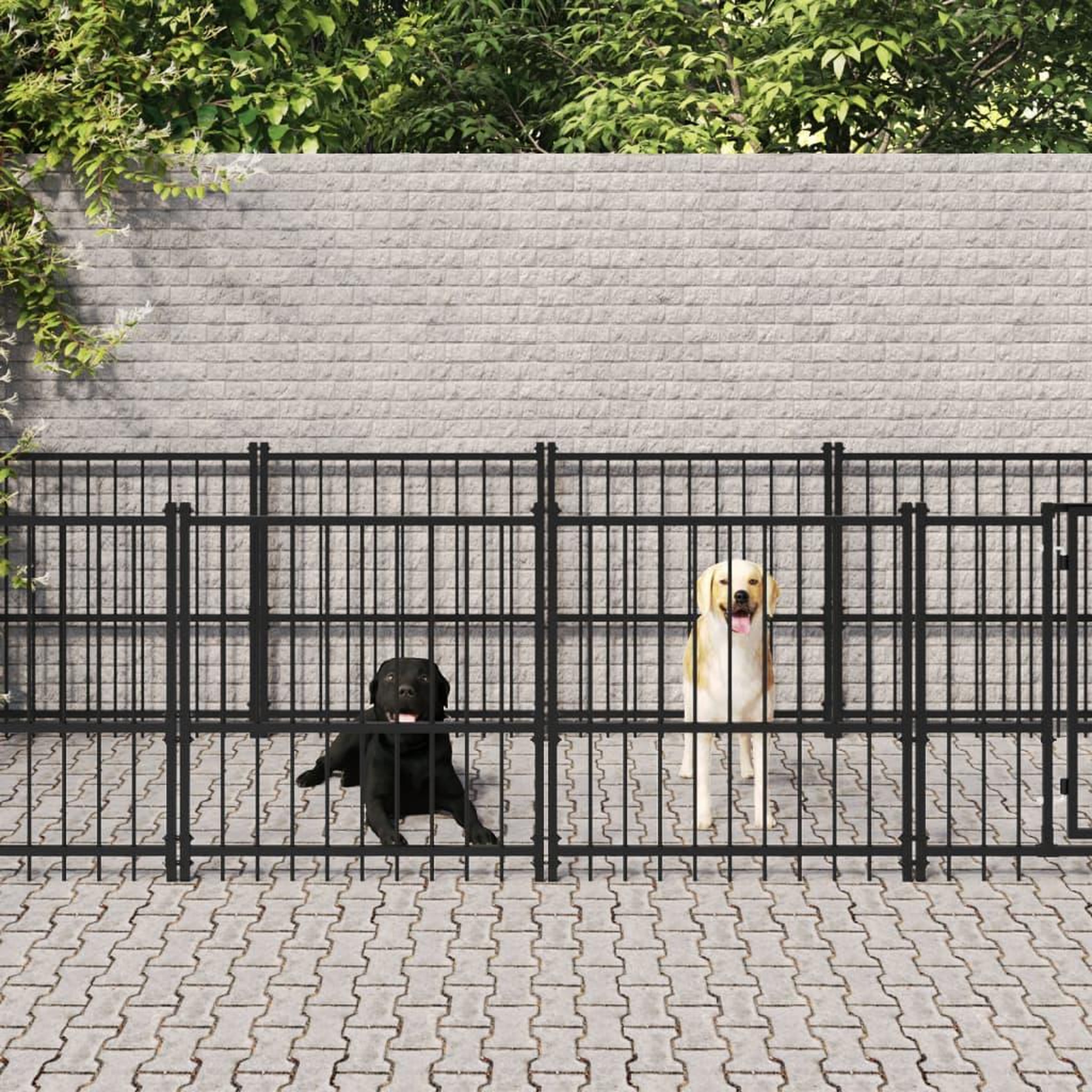 VIDAXL Chenil d'exterieur pour chiens Acier 9,38 m²