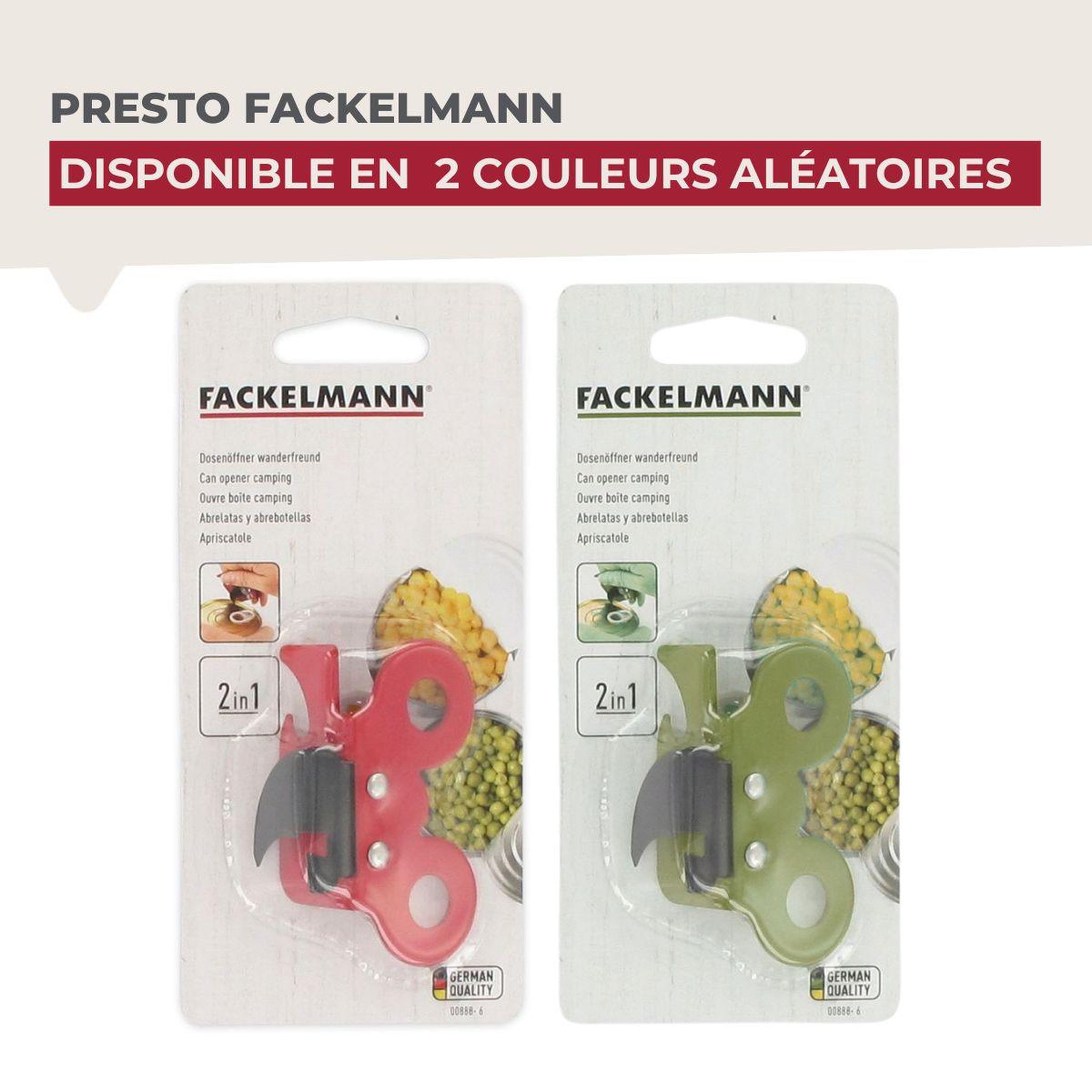 Voir la diapositive 5 : Fackelmann Ensemble de 2 ouvre-boîtes manuel papillon fackelmann
