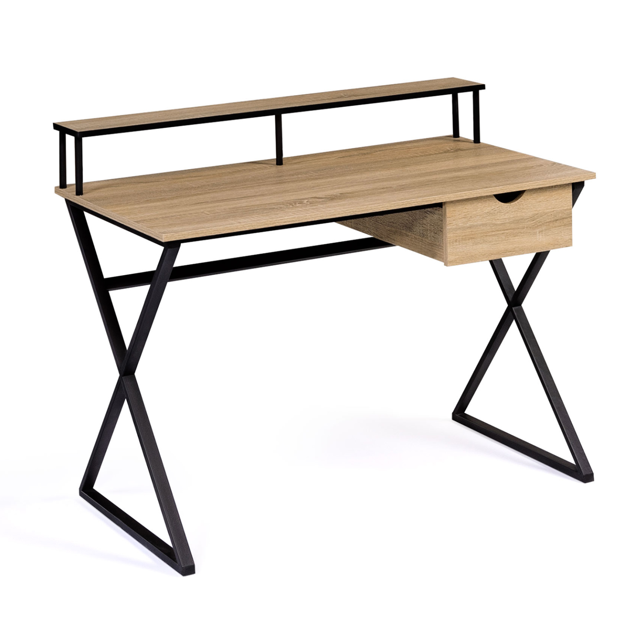 ID MARKET Bureau 1 tiroir enzo pieds croisés design industriel