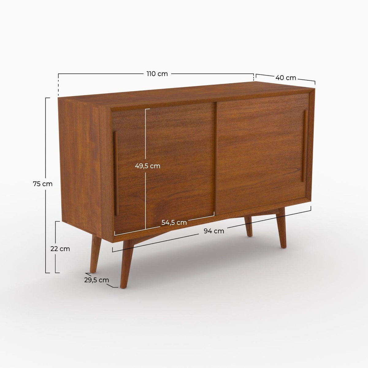 Rendez vous déco Petit buffet 2 portes coulissantes en teck-Waya