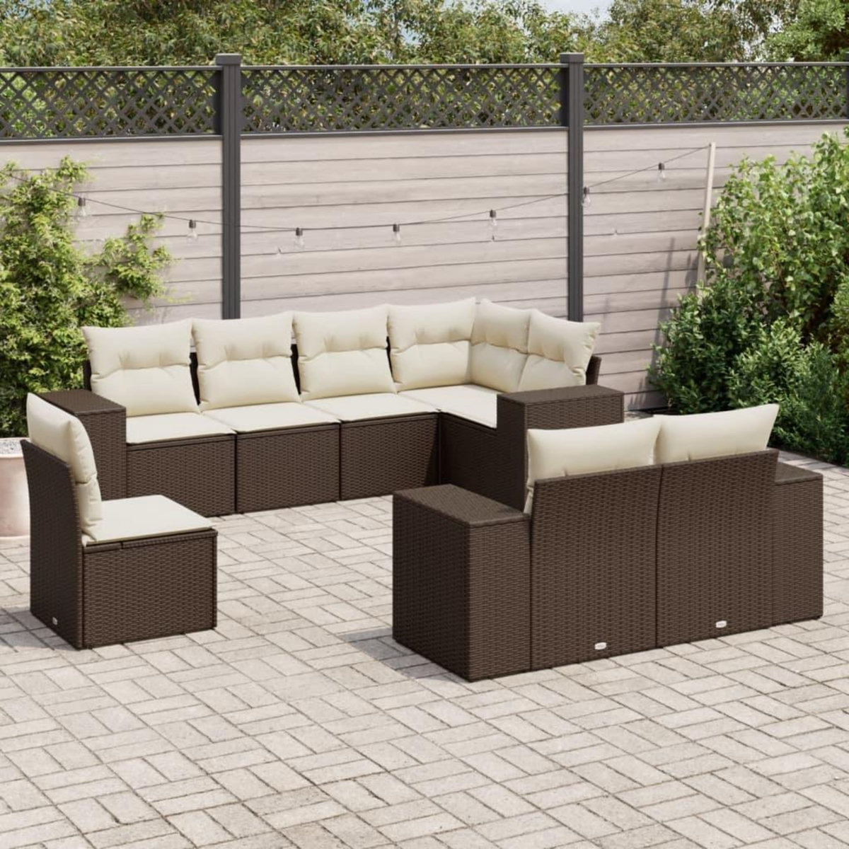 VIDAXL Salon de jardin 8 pcs avec coussins marron resine tressee