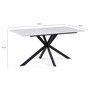 Voir la diapositive 3 : ID MARKET Table à manger rectangle ALIX 8 personnes pied araignée noir et plateau effet marbre blanc ALASKA 160 cm