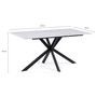 Voir la diapositive 3 : ID MARKET Table à manger rectangle ALIX 8 personnes pied araignée noir et plateau effet marbre blanc ALASKA 160 cm