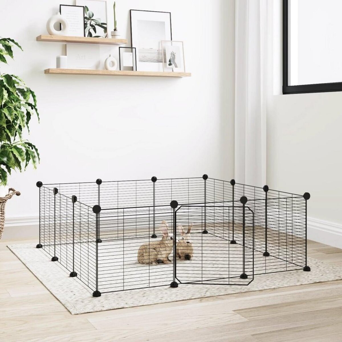 VIDAXL Cage animaux de compagnie a 12 panneaux et porte Noir 35x35 cm