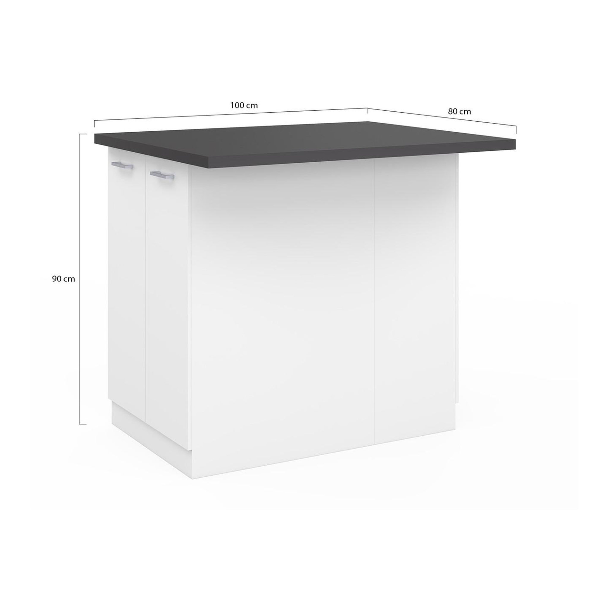 Voir la diapositive 5 : ID MARKET Ilot central ivo 100 cm blanc avec plan de travail gris anthracite