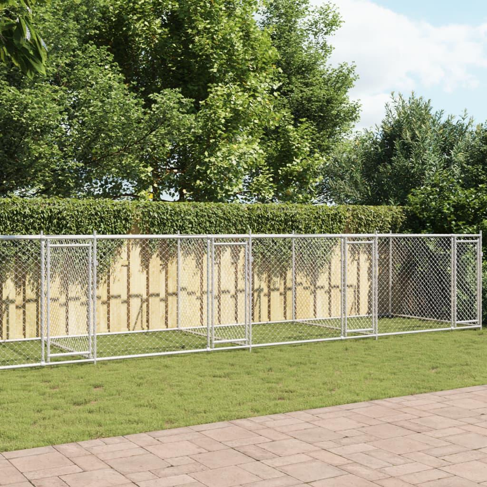 VIDAXL Cage pour chien avec portes gris 10x2x1,5 m acier galvanise