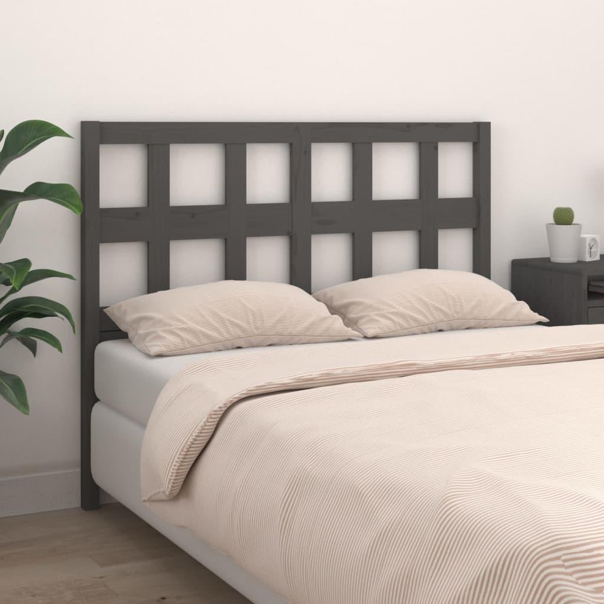 Voir la diapositive 1 : VIDAXL Tete de lit Gris 145,5x4x100 cm Bois massif de pin