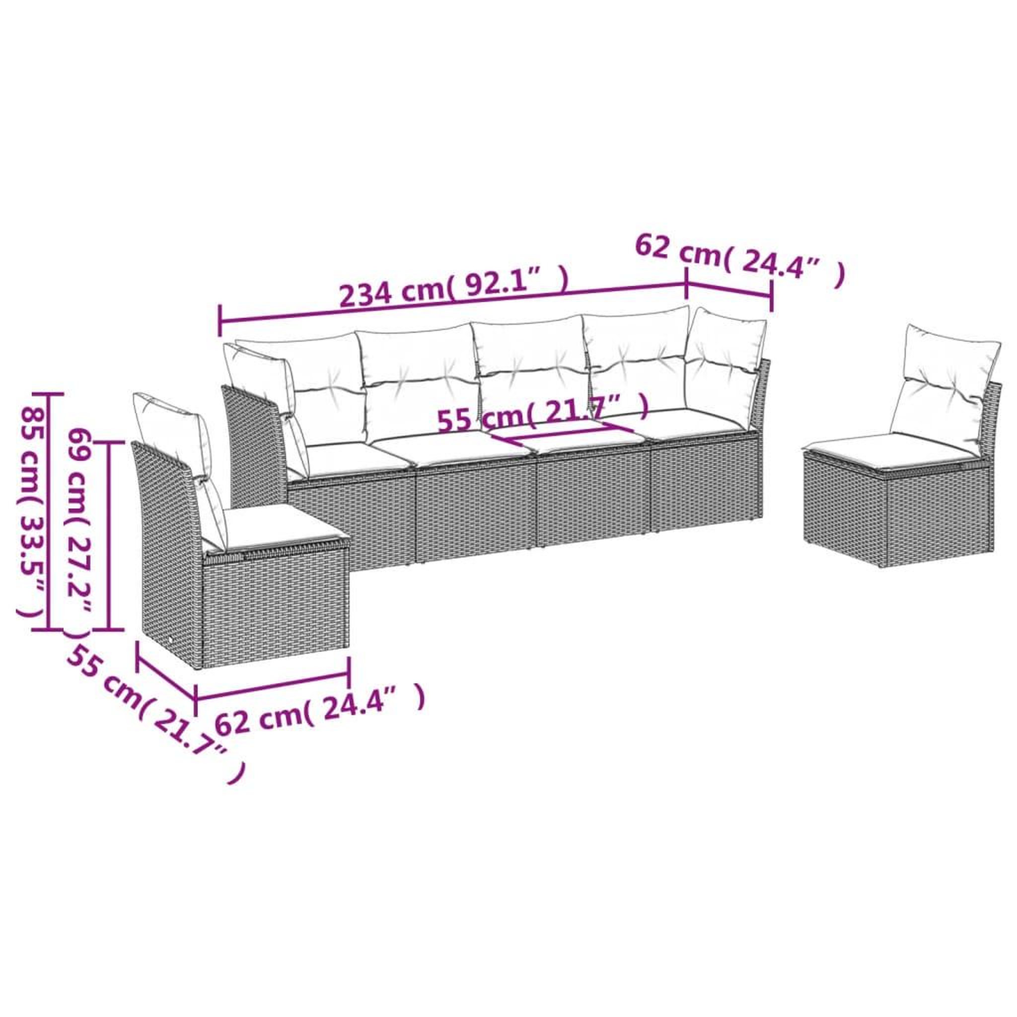Voir la diapositive 3 : VIDAXL Salon de jardin avec coussins 6 pcs beige resine tressee