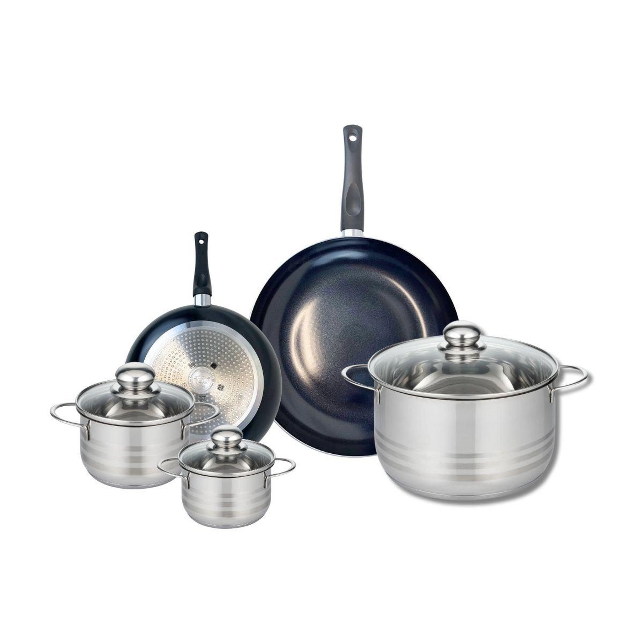 ELO Ensemble de 2 poêles de cuisson 20 et 28 cm et 3 faitouts 12, 14 et 24 cm elo prima brillant