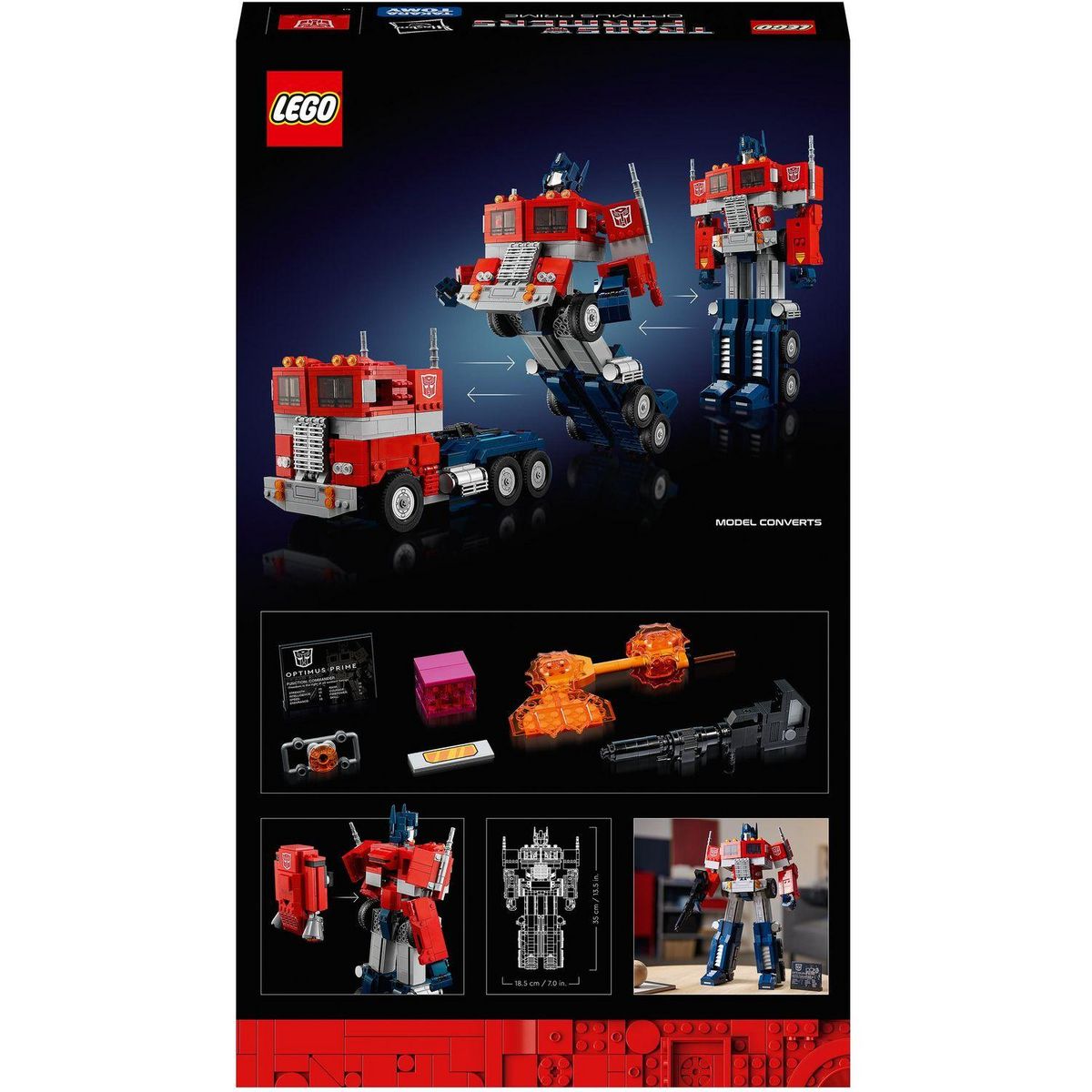 LEGO Icons 10302 Optimus Prime, Figurine Autobot Robot de Transformers, Maquette Camion