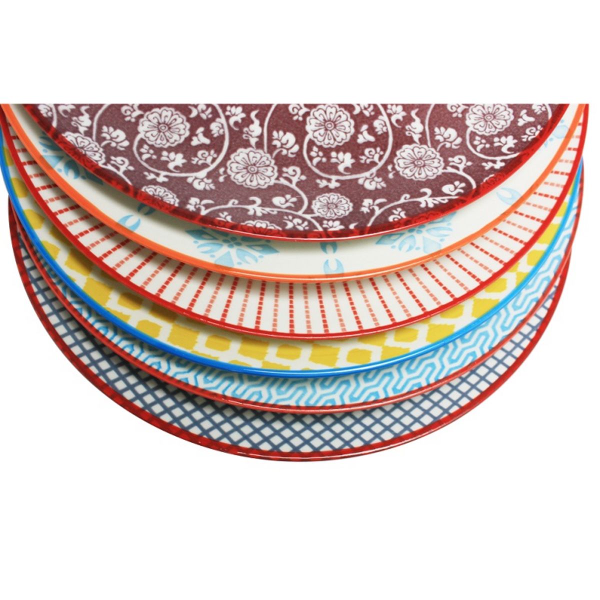 Lot de 6 assiettes à motifs en céramique 26,5 cm