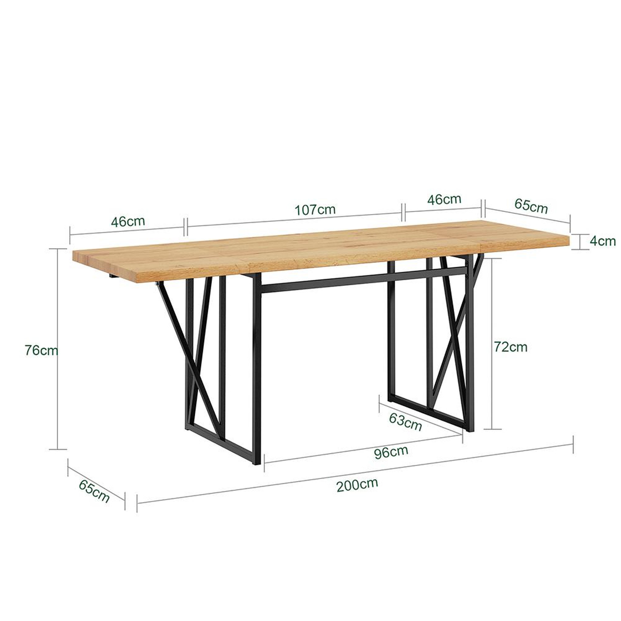 Voir la diapositive 3 : SOBUY Table murale escamotable Chêne clair 200x96x76 cm FWT113-N