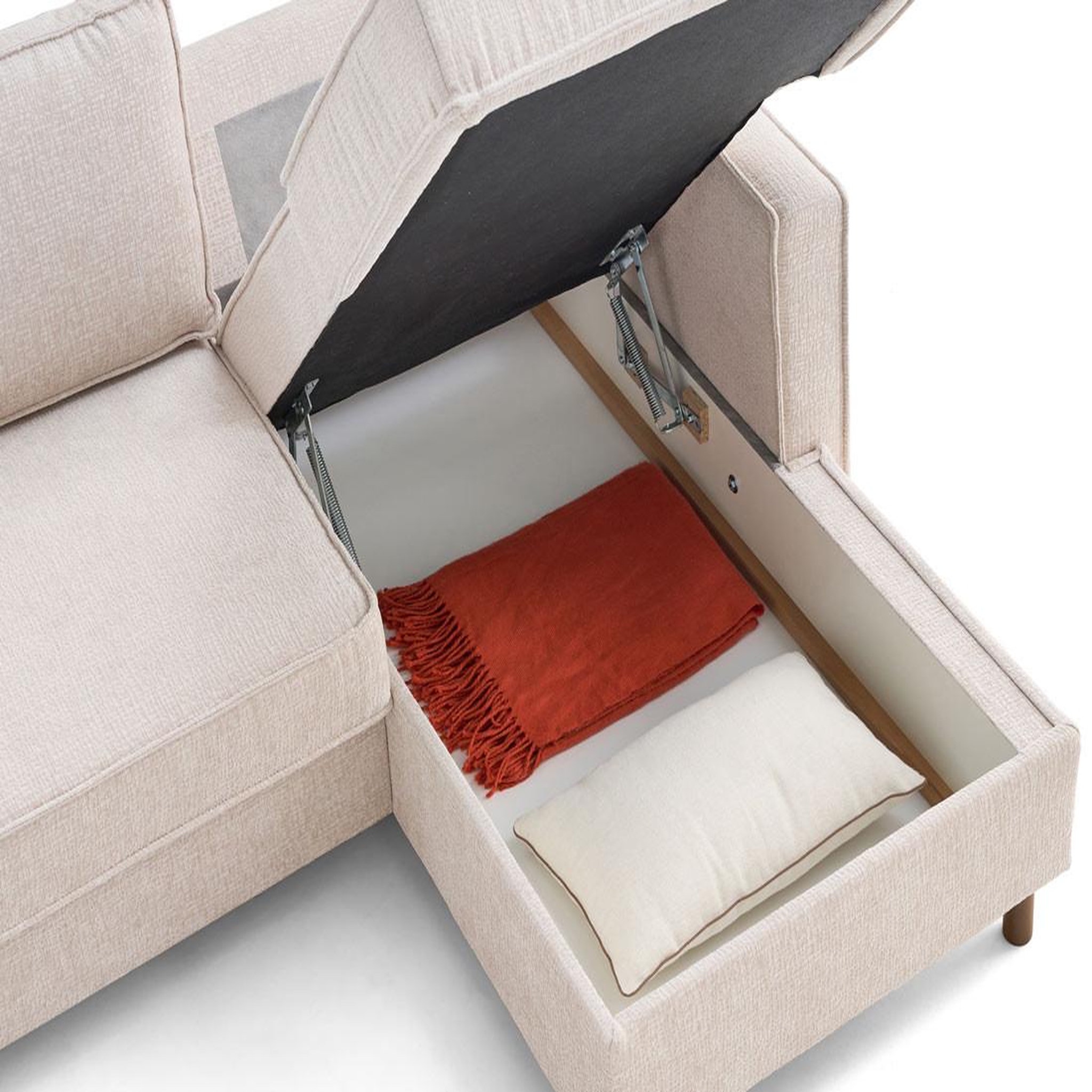 Voir la diapositive 3 : LISA DESIGN Jake - canapé d'angle droit 4 places convertible avec coffre en tissu velours relief