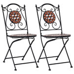 VIDAXL Chaises de bistrot mosaïque lot de 2 Marron Ceramique