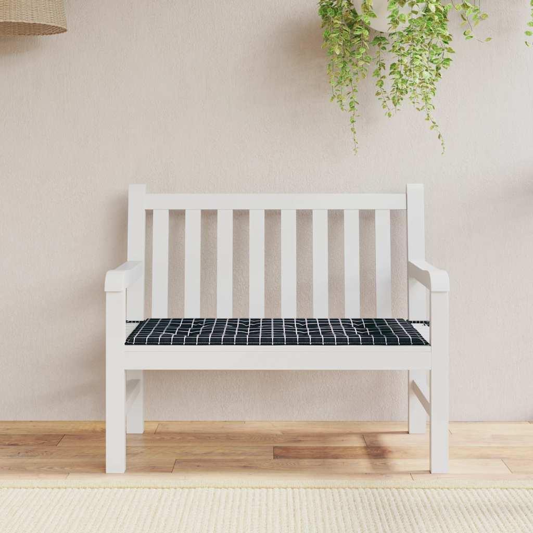 VIDAXL Coussin de banc de jardin carreaux noir 120x50x3cm tissu oxford