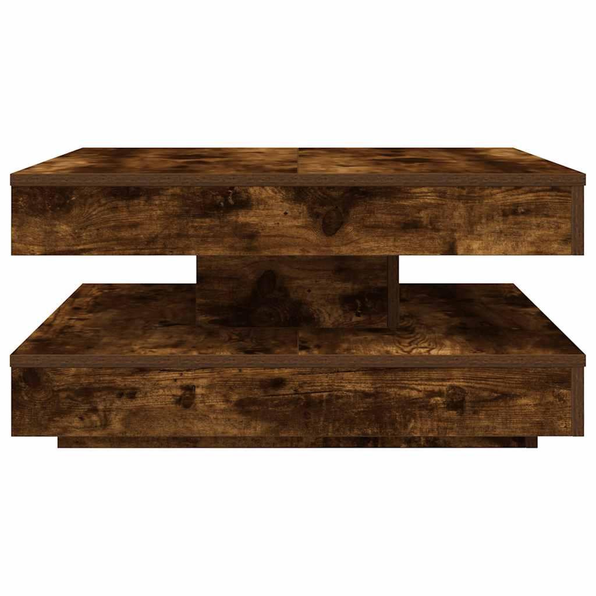 Voir la diapositive 5 : VIDAXL Table basse rotative a 360 degres chene fume 70x70x34,5 cm