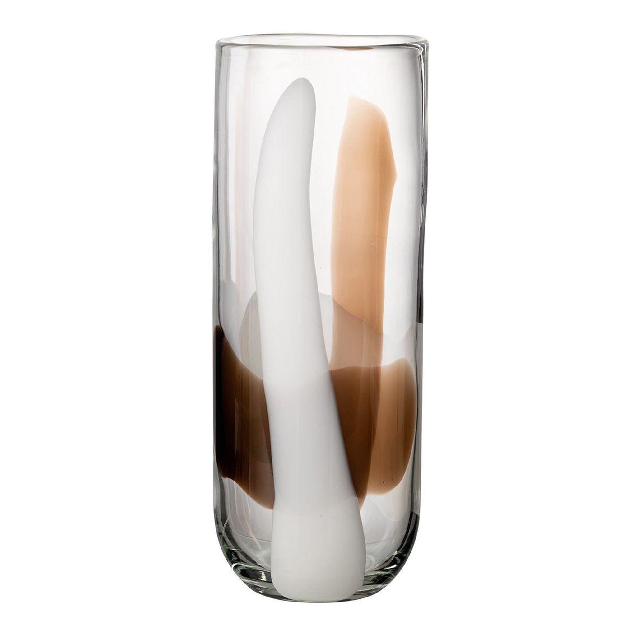 Voir la diapositive 1 : J-LINE Vase design en verre  iggy  37cm blanc & marron