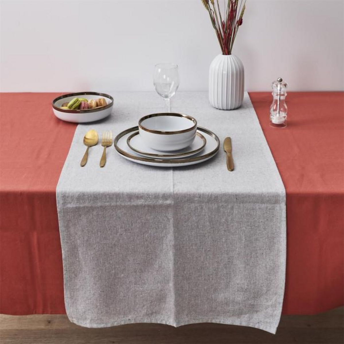 Paris Prix Chemin de Table Déco  Lunabel  50x150cm Gris