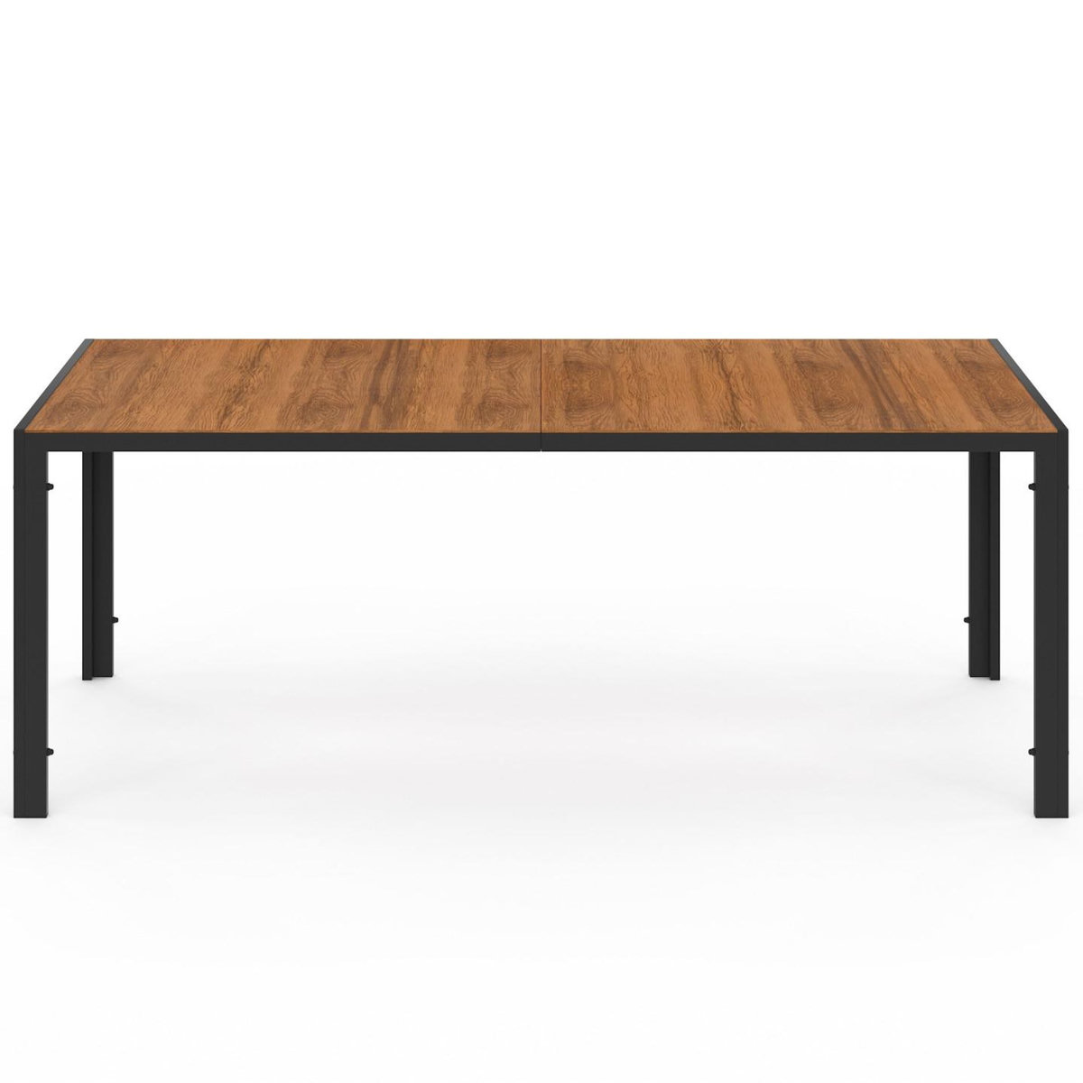 ID MARKET Salon de jardin MADEIRA table 190 cm et 8 chaises cordage et textilène noir et rotin clair