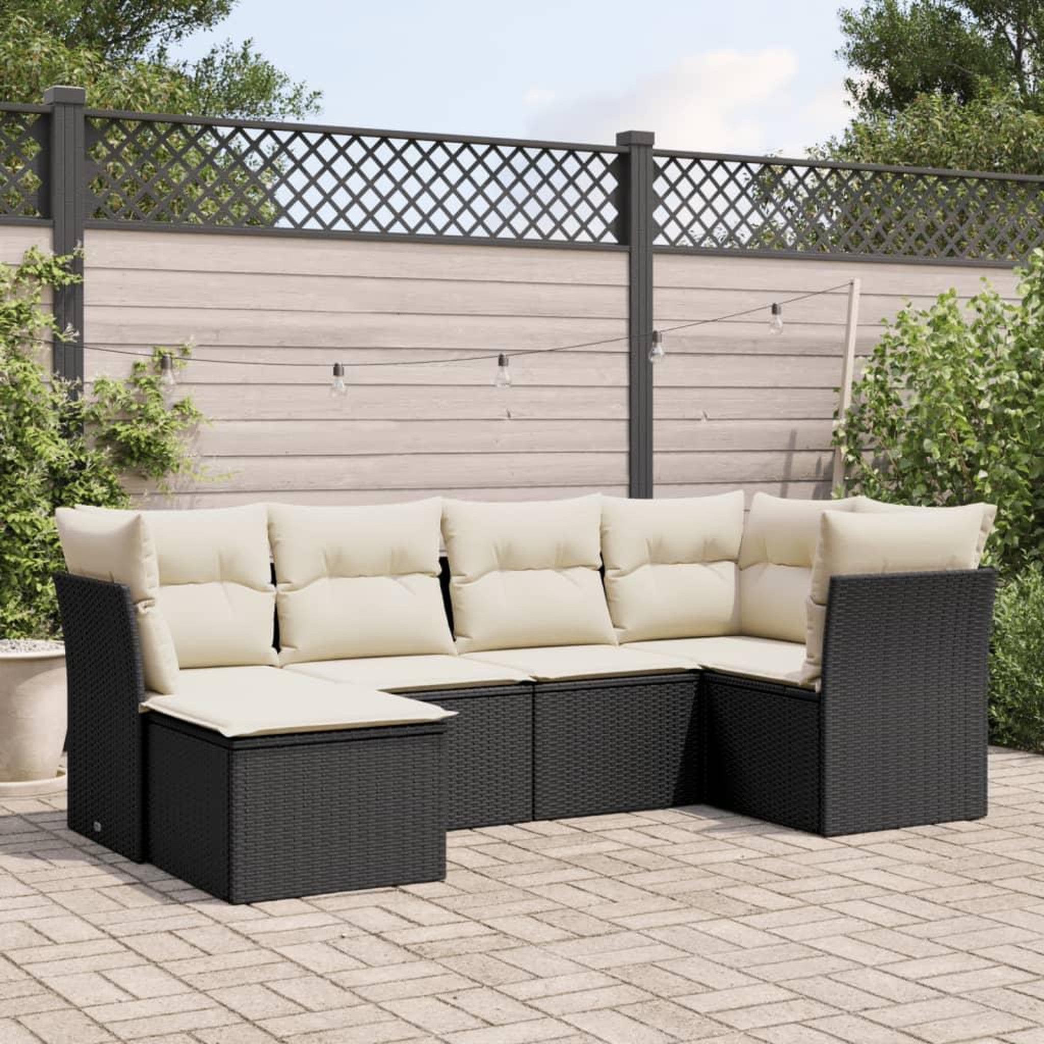 VIDAXL Salon de jardin 6 pcs avec coussins noir resine tressee