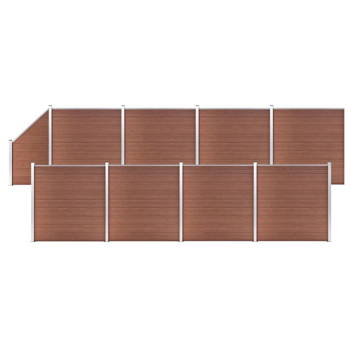 VIDAXL Ensemble de cloture WPC 8 Carre + 1 Incline 1484x186 cm Marron