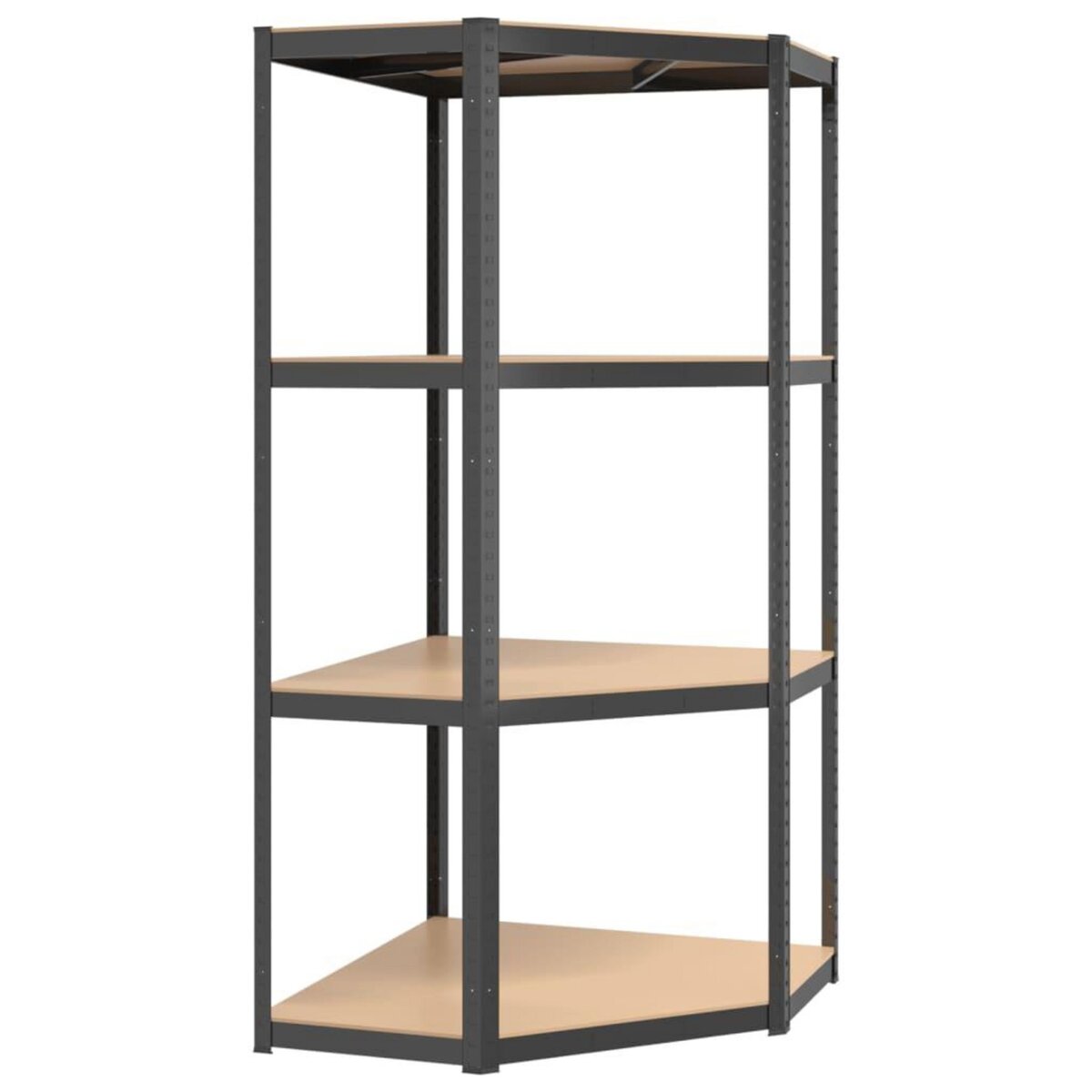 VIDAXL Etagere d'angle a 4 niveaux Anthracite Acier bois d'ingenierie