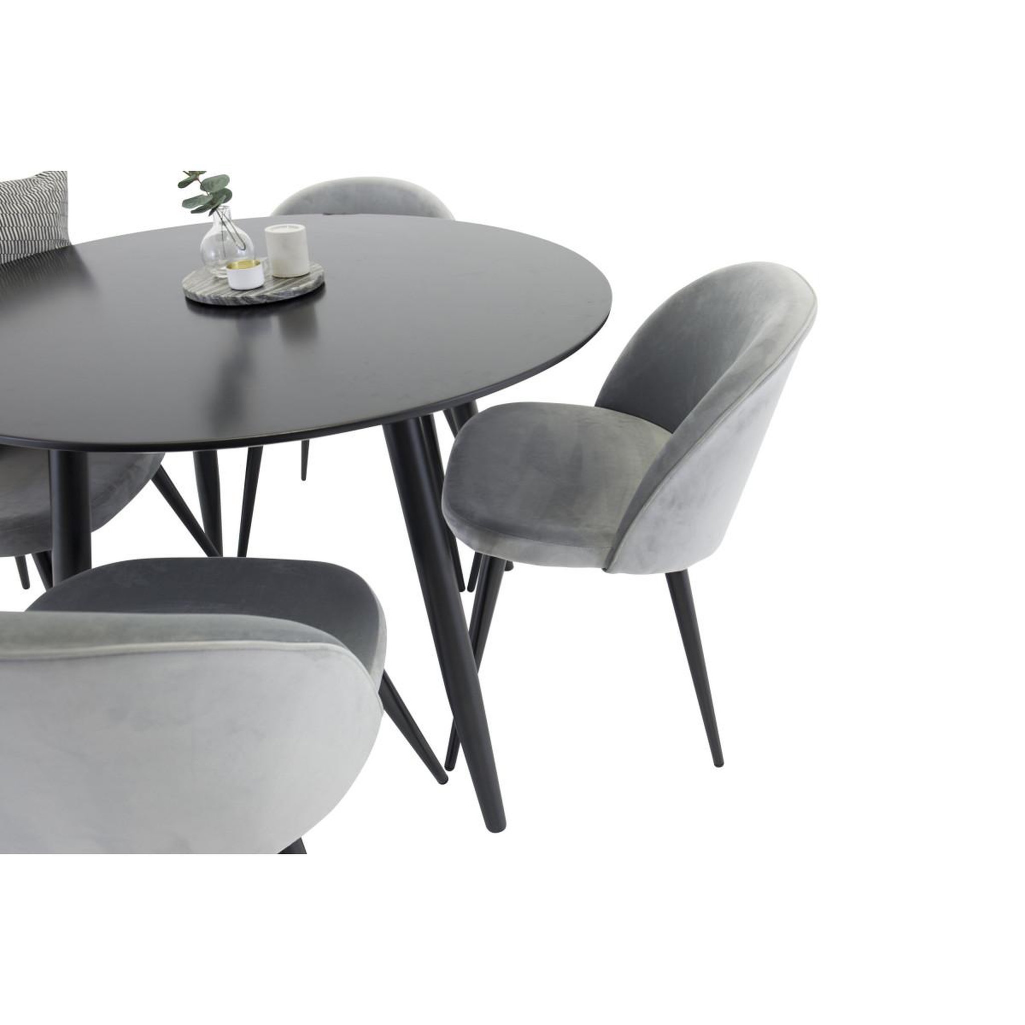 Voir la diapositive 2 : Paris Prix Ensemble table à manger & 4 chaises  plaza i & velvet  100cm noir & gris