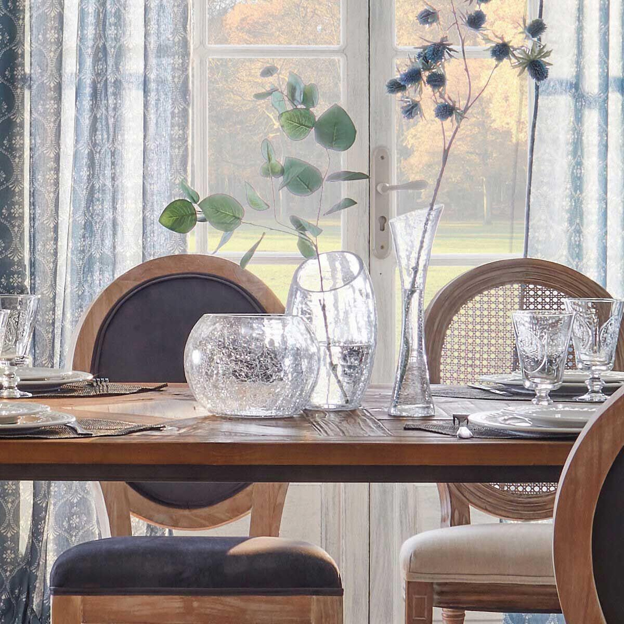 Voir la diapositive 2 : ATMOSPHERA Vase en verre  craquelé  23cm transparent